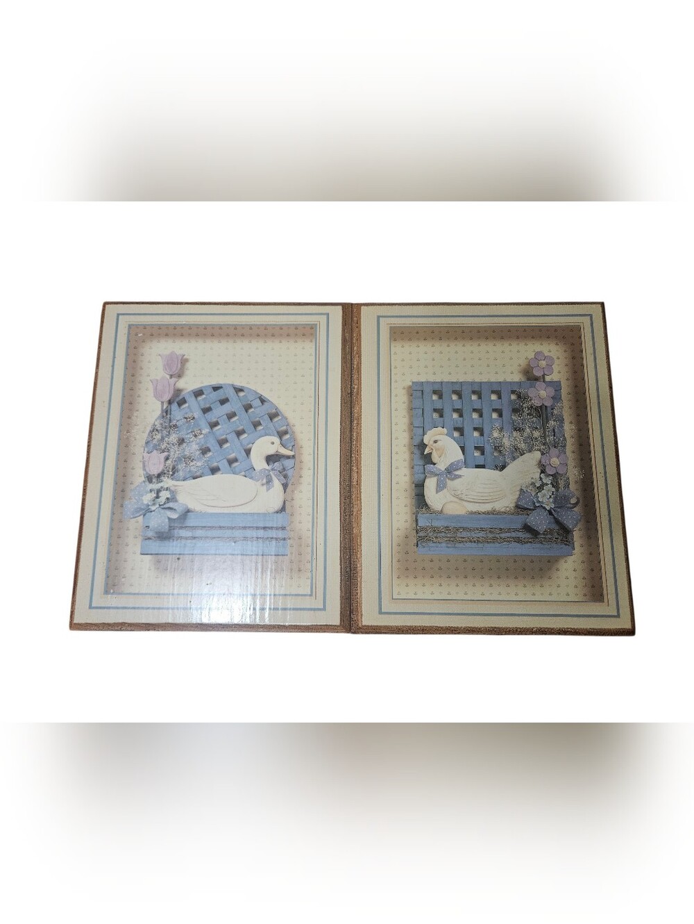 Vintage Set Of Two Farmhouse Cottagecore Wooden Wall Hangings 10×8!